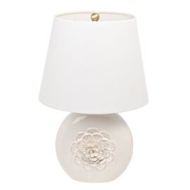 Hestia White Ceramic Floral Table Lamp 18"