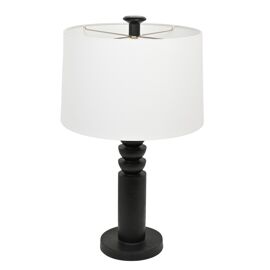 Hestia Black Resin Table Lamp With White Shade 26.5"
