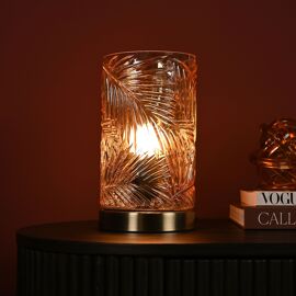 Hestia Palm Textured Glass Table Lamp 9"