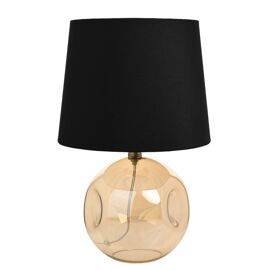 Hestia Amber Glass Table Lamp With Black Shade 17"