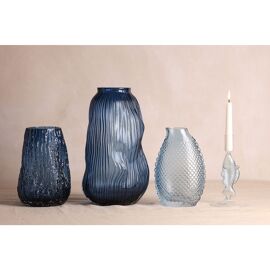 Hestia Blue Fluid Textured Glass Vase