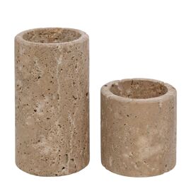Hestia Travertine Set of 2 Tea Light Holders