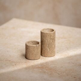 Hestia Travertine Set of 2 Tea Light Holders