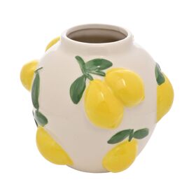 Hestia 12cm White Vase With Lemons