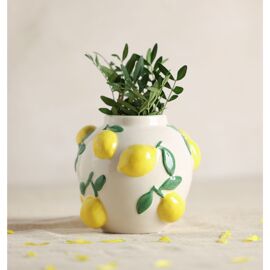 Hestia 12cm White Vase With Lemons