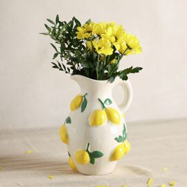 Hestia White Jug Vase With Lemons 25cm