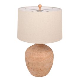 Hestia Terracotta Ceramic Table Lamp With Natural Shade 25"