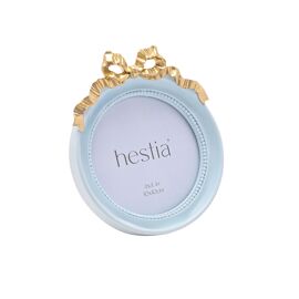 Hestia Soft Blue with Gold Ribbon Round Photo Frame - 4" x 4"