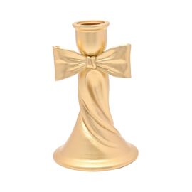 Hestia Gold Ribbon Tall Taper Candle Holder
