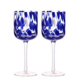 Hestia Blue Tortoise Shell Wine Glass Set of 2