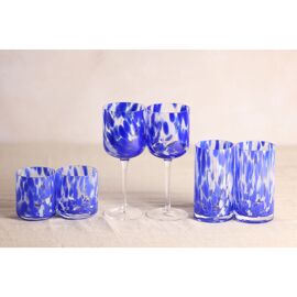 Hestia Blue Tortoise Shell Wine Glass Set of 2