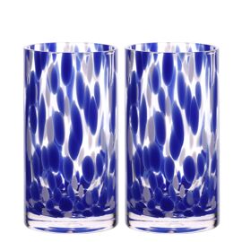 Hestia Blue Tortoise Shell Hi Ball Glass Set of 2