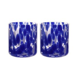 Hestia Blue Tortoise Shell Tumbler Glass Set of 2