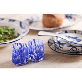 Hestia Blue Tortoise Shell Tumbler Glass Set of 2