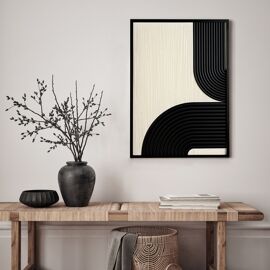 Hestia Thread Wall Art Picture - Abstract Cream & Black 70cm x 70cm x 3cm