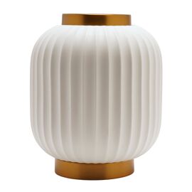 Hestia Ribbed Lantern Style Porcelain Lamp - Small