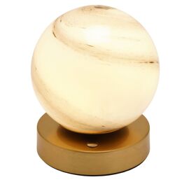 Hestia Marbled Glass Bronze Ball USB LED Touch Table Lamp