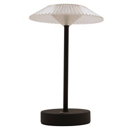 Hestia Black Ribbed Glass USB LED Touch Table Lamp