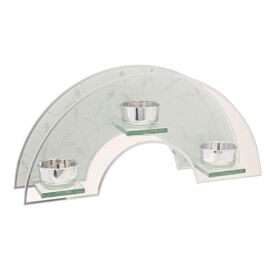 Hestia Glitter Leaf Design Triple Tealight Holder