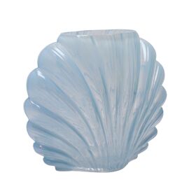 Hestia Blue Shell Shaped Glass Vase