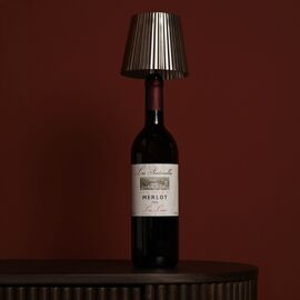Hestia Wine Bottle Lamp Topper LED Rechargeable Touch Lamp - Silver