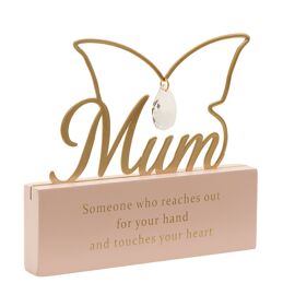 Heart of Gold Butterfly Mantel Plaque - Mum