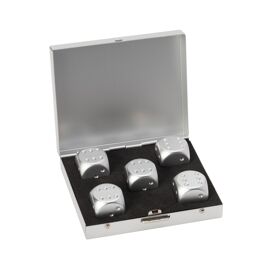 Mad Man Silver Brushed Stainless Dice Set