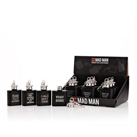 Mad Man Set of 12 Hipster Black Mini Flask Display Unit