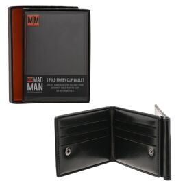 Mad Man Black 3 Fold Money Clip Wallet