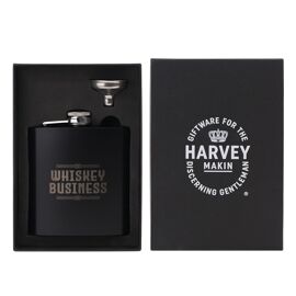 Harvey Makin Hip Flask With Funnel - 6oz Matt Black
