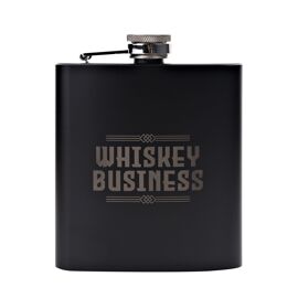 Harvey Makin Hip Flask With Funnel - 6oz Matt Black