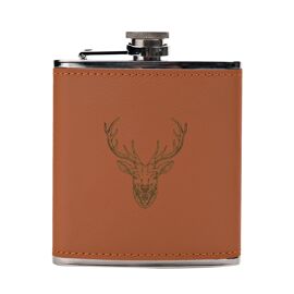 Harvey Makin Stag Hip Flask With Funnel - 6oz Brown