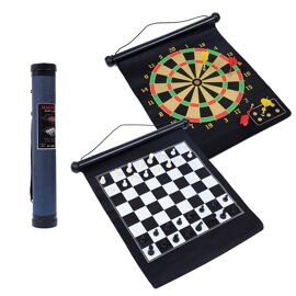 Mad Man Reversible Magnetic Darts & Chess Board Set