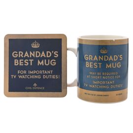 Civil Defence Grandad's Best Mug and Coaster Set