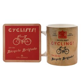 Civil Defence Bicycle Brigade Mug and Coaster Set