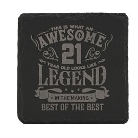 Harvey Makin Legend Slate Coaster - 21 Years