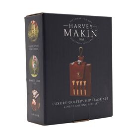 Harvey Makin Golfers Hip Flask Gift Set - Tan