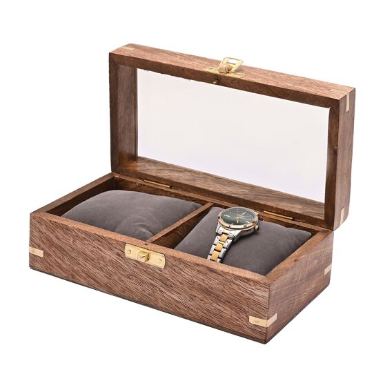 Two Watch Box Harvey Makin Wooden Watch Duo Storage Box | Widdop and Co.