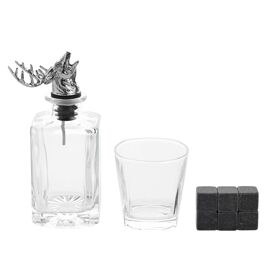 Harvey Makin Whisky Stag Decanter, Glass & Cooling Stones Set