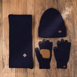 Harvey Makin Layers Hat, Gloves and Scarf Gift Set - Navy Blue