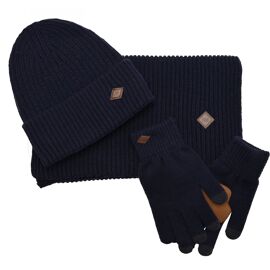 Harvey Makin Layers Hat, Gloves and Scarf Gift Set - Navy Blue