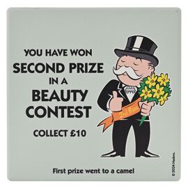 Monopoly Square Coaster in Ceramic & Cork Finish - Beauty Contest