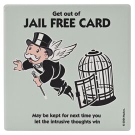 Monopoly Square Coaster in Ceramic & Cork Finish - Get out of Jail Free