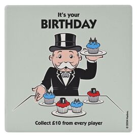 Monopoly Square Coaster in Ceramic & Cork Finish - It's your Birthday Collect £10
