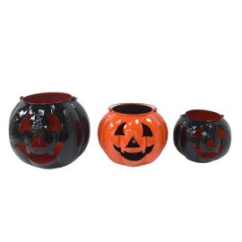 Set of 3 Metal Pumpkin Decorative Lanterns 44cm