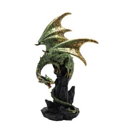 Green Dragon on Rocks Figurine