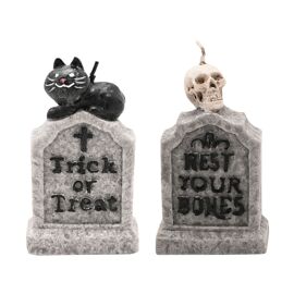 **ASTD MULTI 12** Hocus Pocus Grave Candles - Cat & Skull