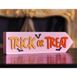 Trick Or Treat Mantel Plaque With Embossed Letters