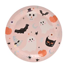 **MULTI 6** Set of 6 9" Pink Halloween Design Paper Plates