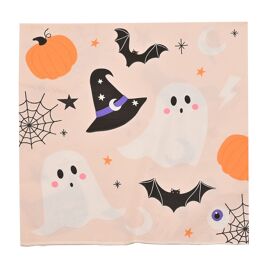 **MULTI 12** Set Of 12 Pink Halloween Design Napkins 33 x 33cm